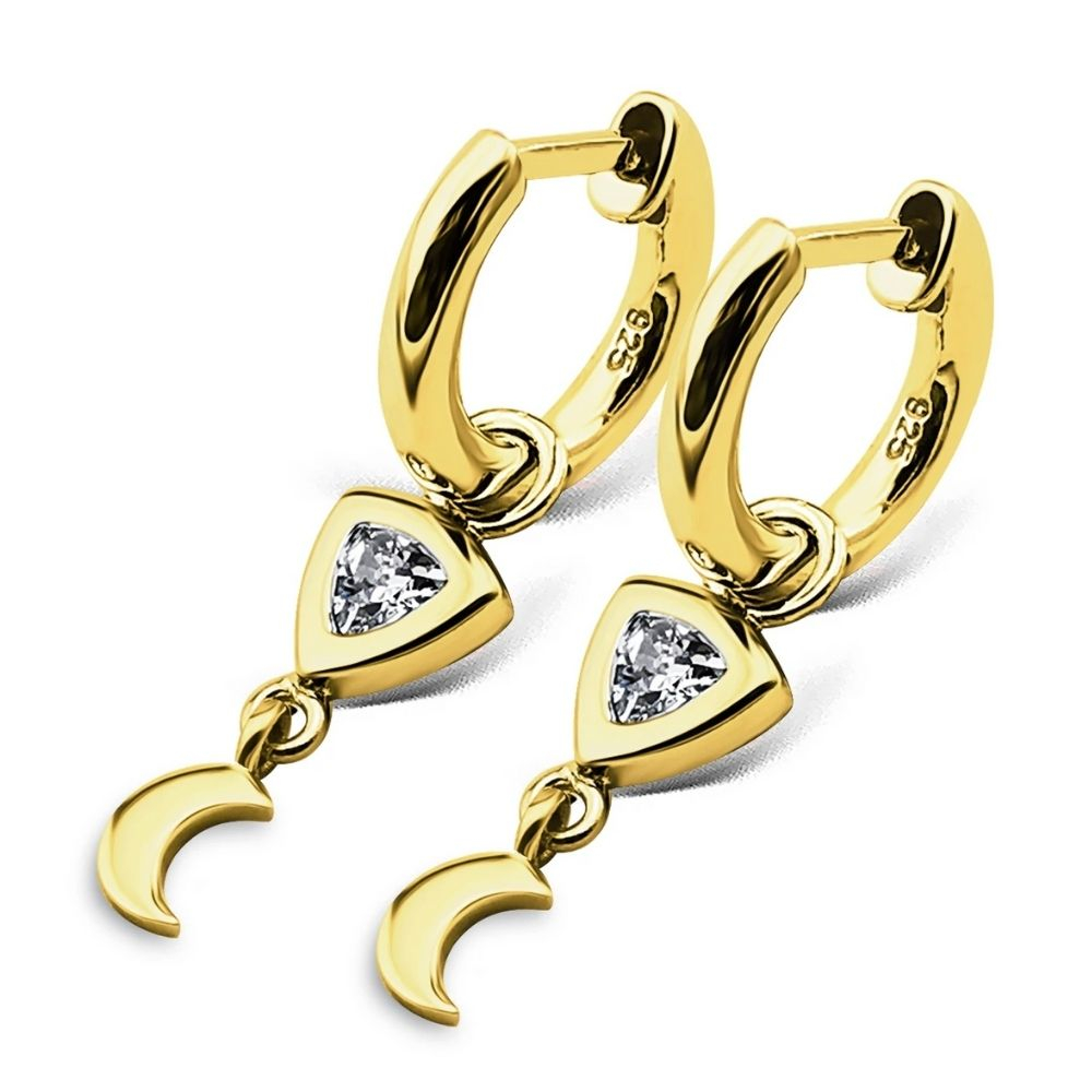 JWLS4U | Earrings Trillion Moon Gold